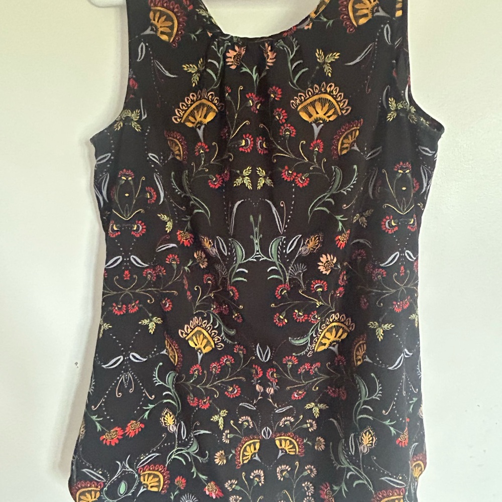 CAbi Legend Blouse.                     Black Floral Blouse
